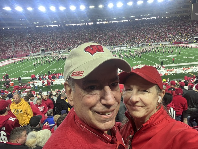 Tom and Kathy at UW Badgers football game 2025
